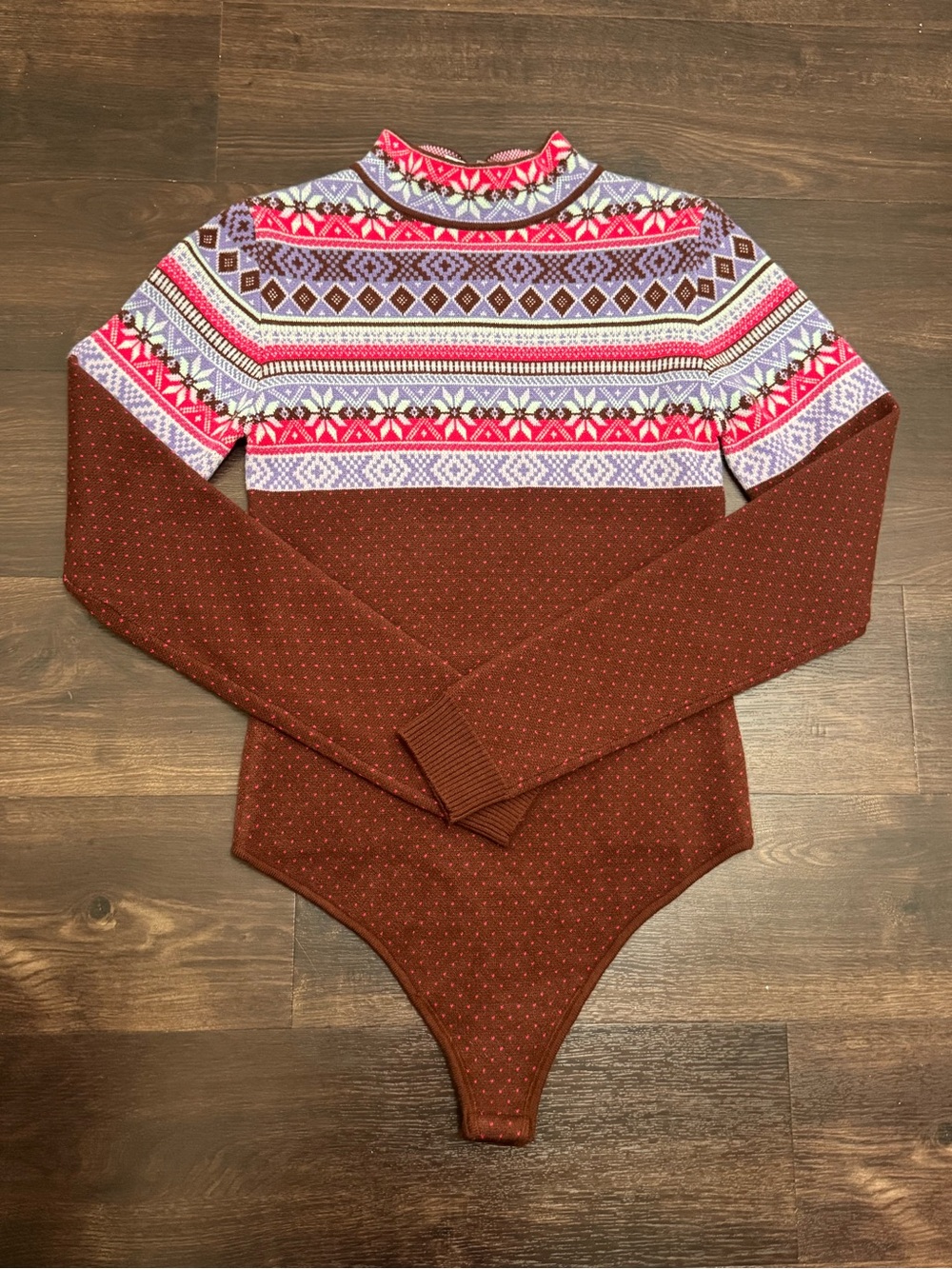 NWOT Free People Winter Warmer Bodysuit - Maple Combo